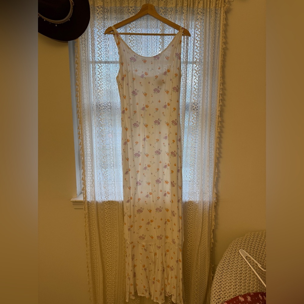 Princess Polly Cream Maxi Slip Dress with Pink & Yellow Florals